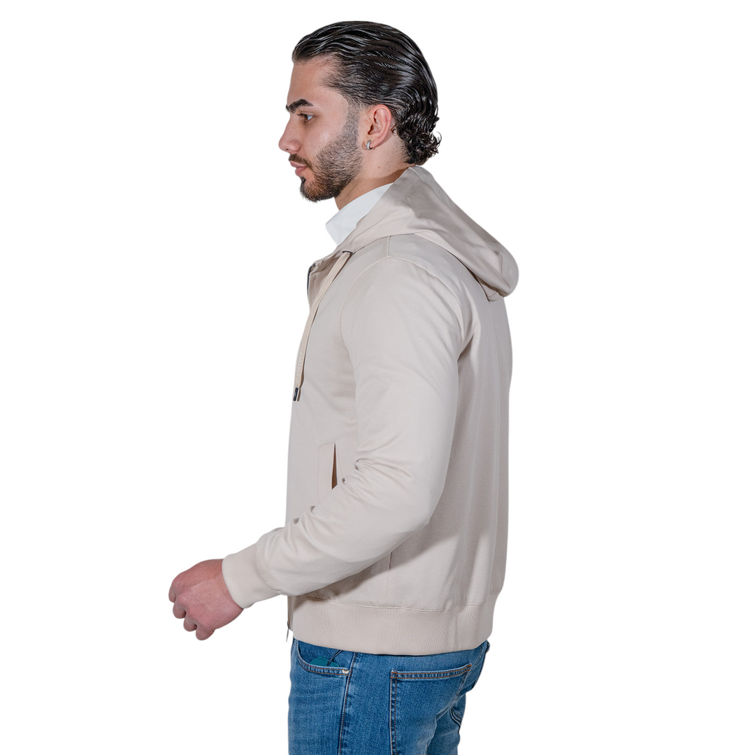 HOODIE ZIP PIQUET Beige