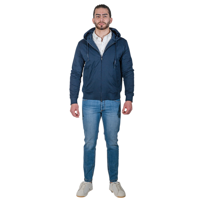 HOODIE ZIP PIQUET Blu
