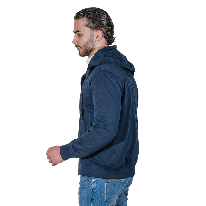HOODIE ZIP PIQUET Blu