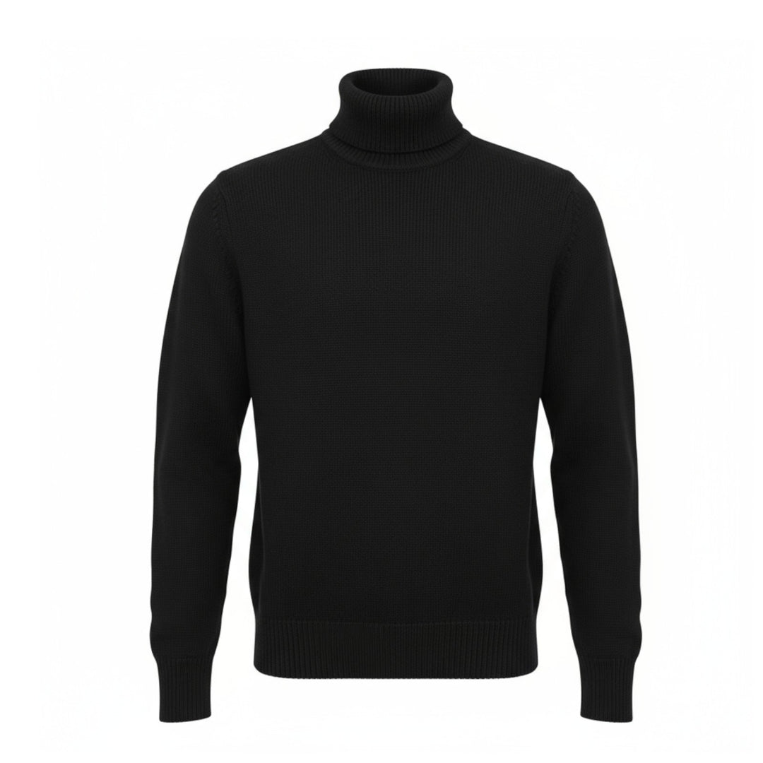 5-GAUGE MERINO WOOL HIGH NECK SWEATER IN BLUE