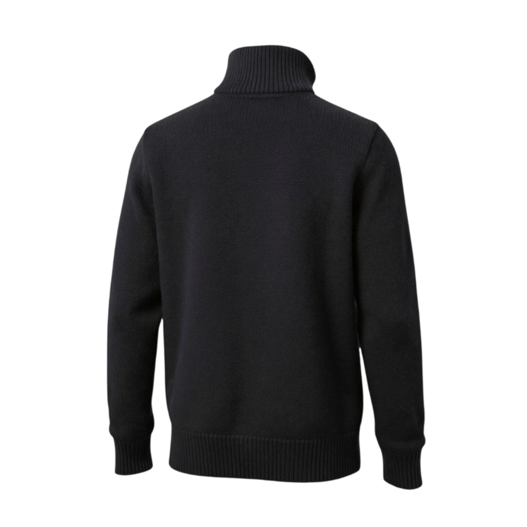 BLUE MERINO WOOL 5-GAUGE ZIP-UP SWEATER