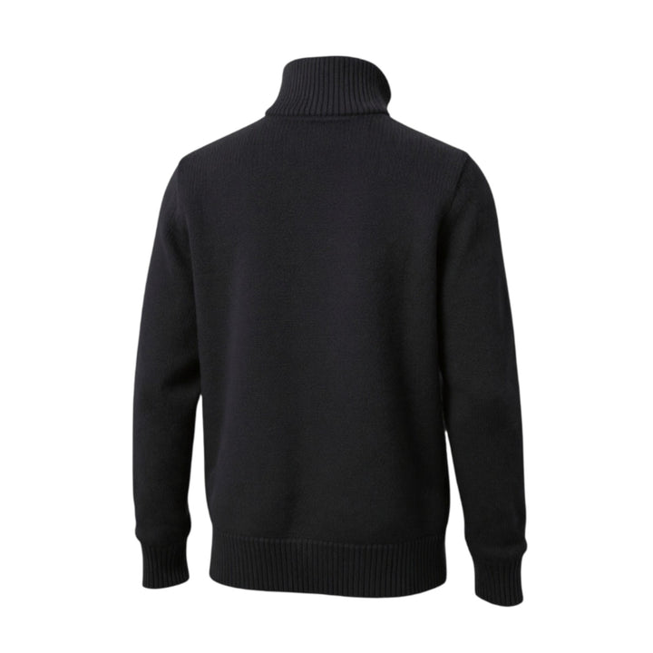BLUE MERINO WOOL 5-GAUGE ZIP-UP SWEATER