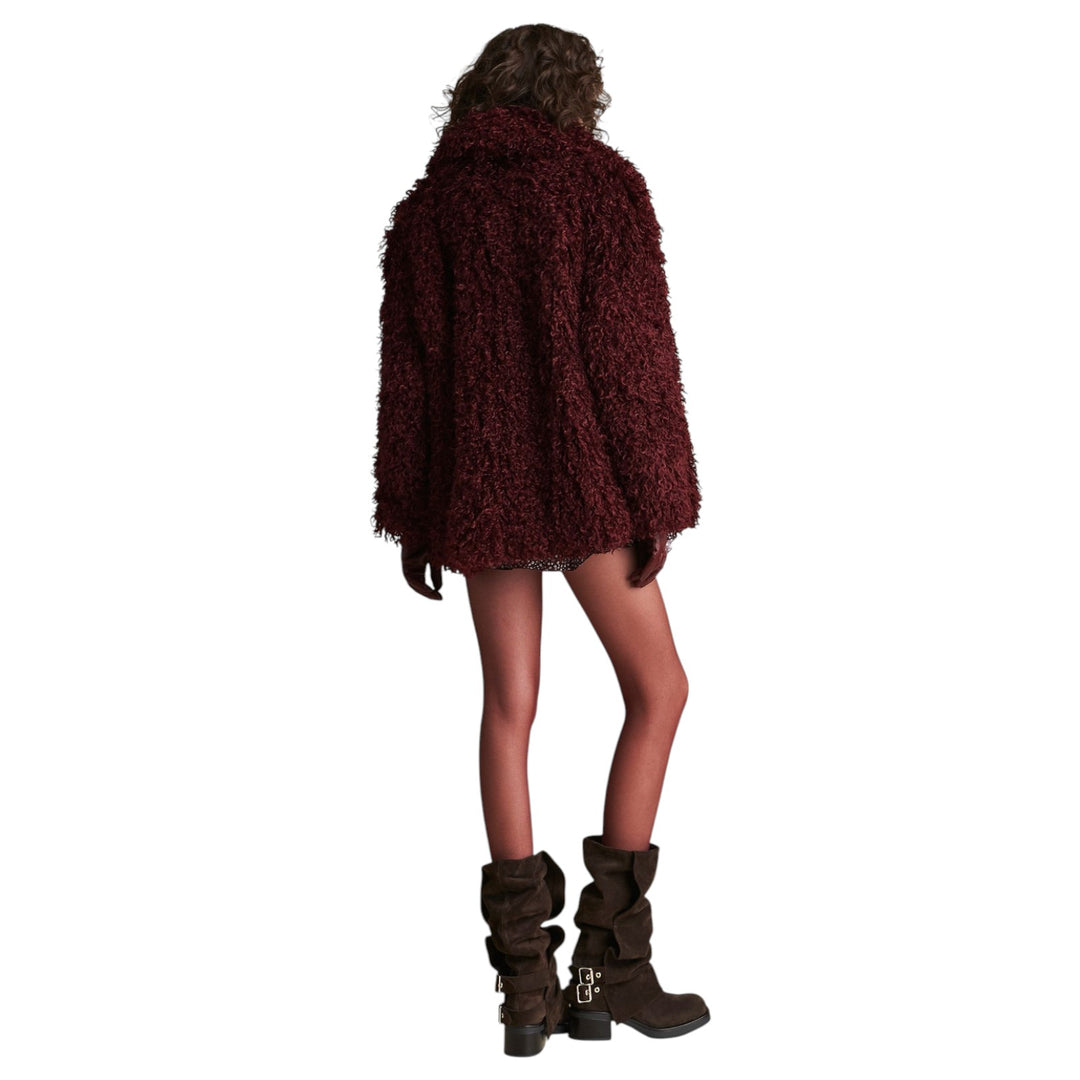 BURGUNDY POLKA DOT ECO FUR