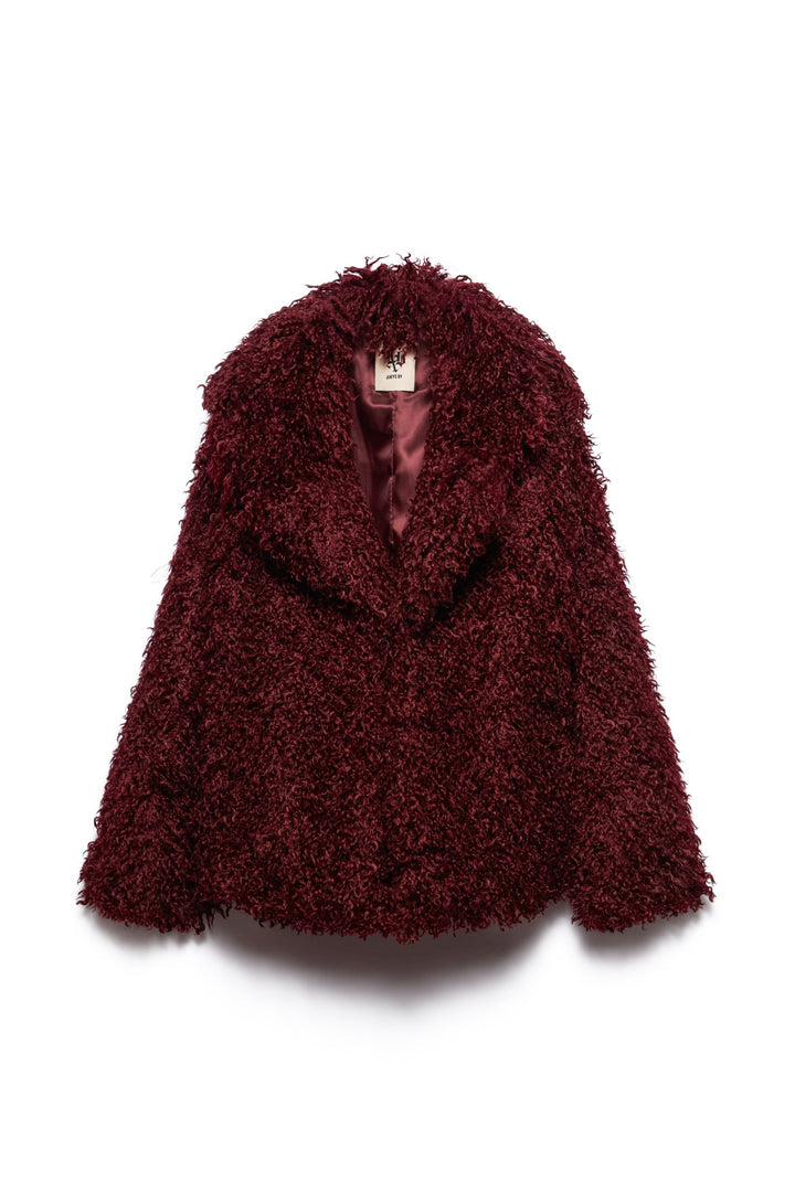 BURGUNDY POLKA DOT ECO FUR