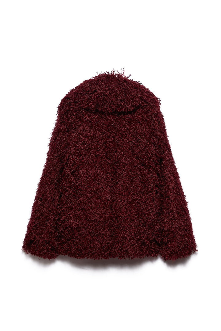 BURGUNDY POLKA DOT ECO FUR