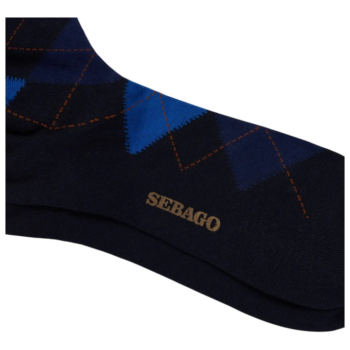 CALZE IN COTONE ROMBI BLU-CELESTE