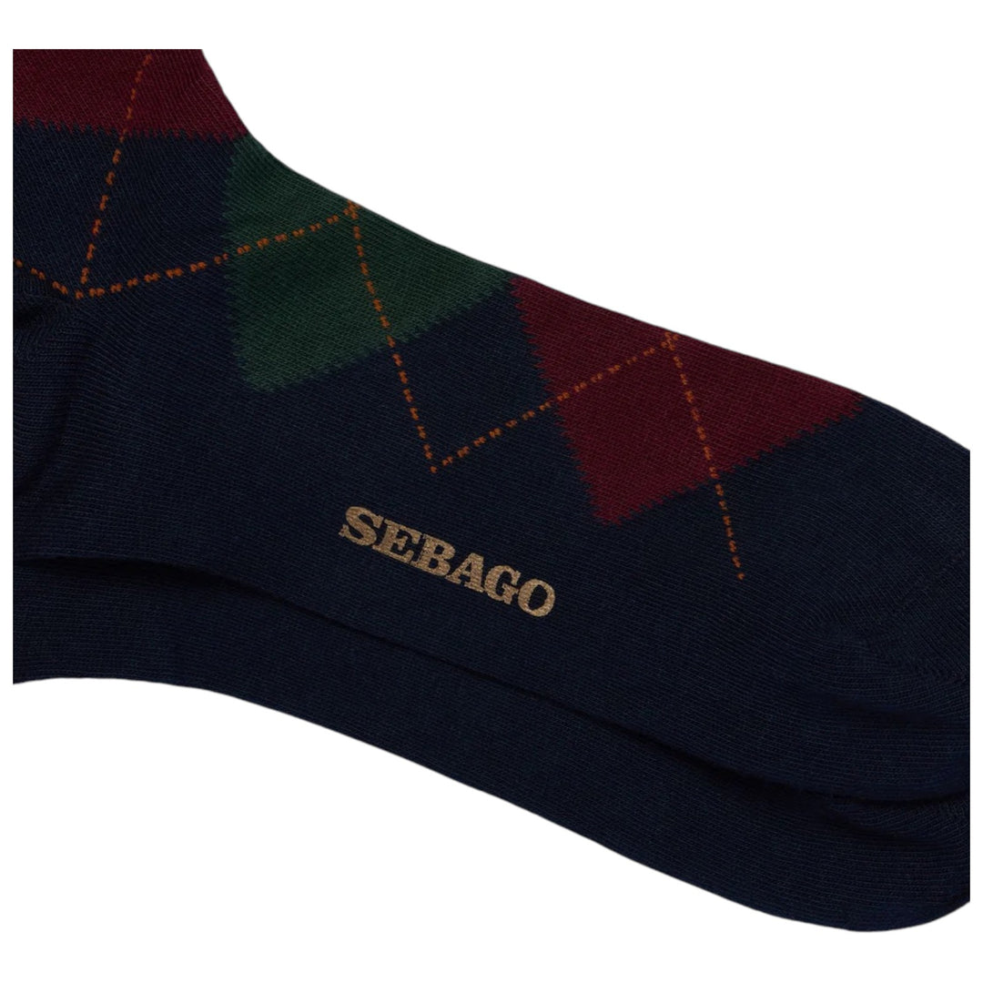 CALZE IN COTONE ROMBI BLU-BORDO'-VERDE