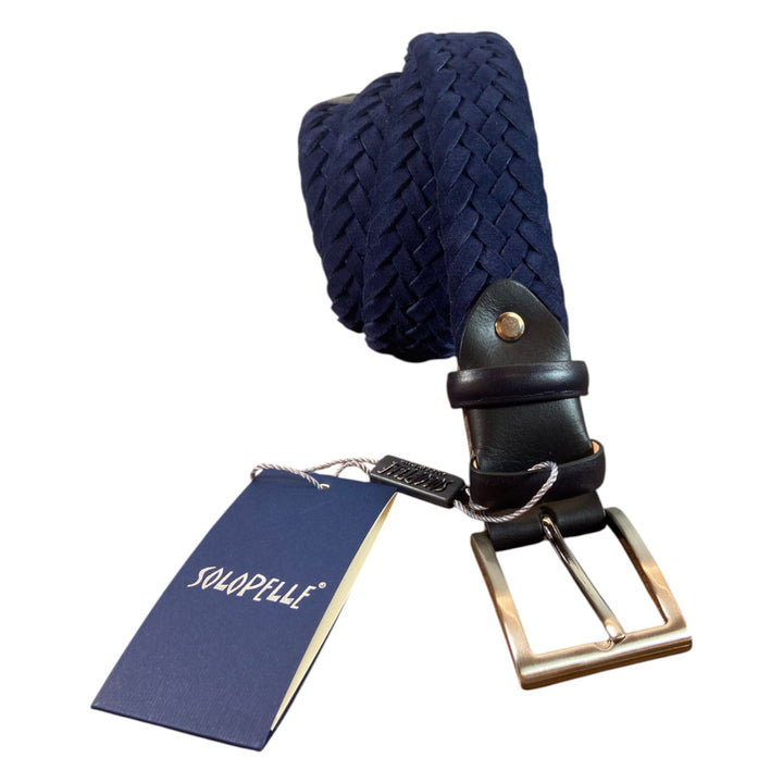 BLUE SUEDE GENUINE BRAIDED LEATHER BELT