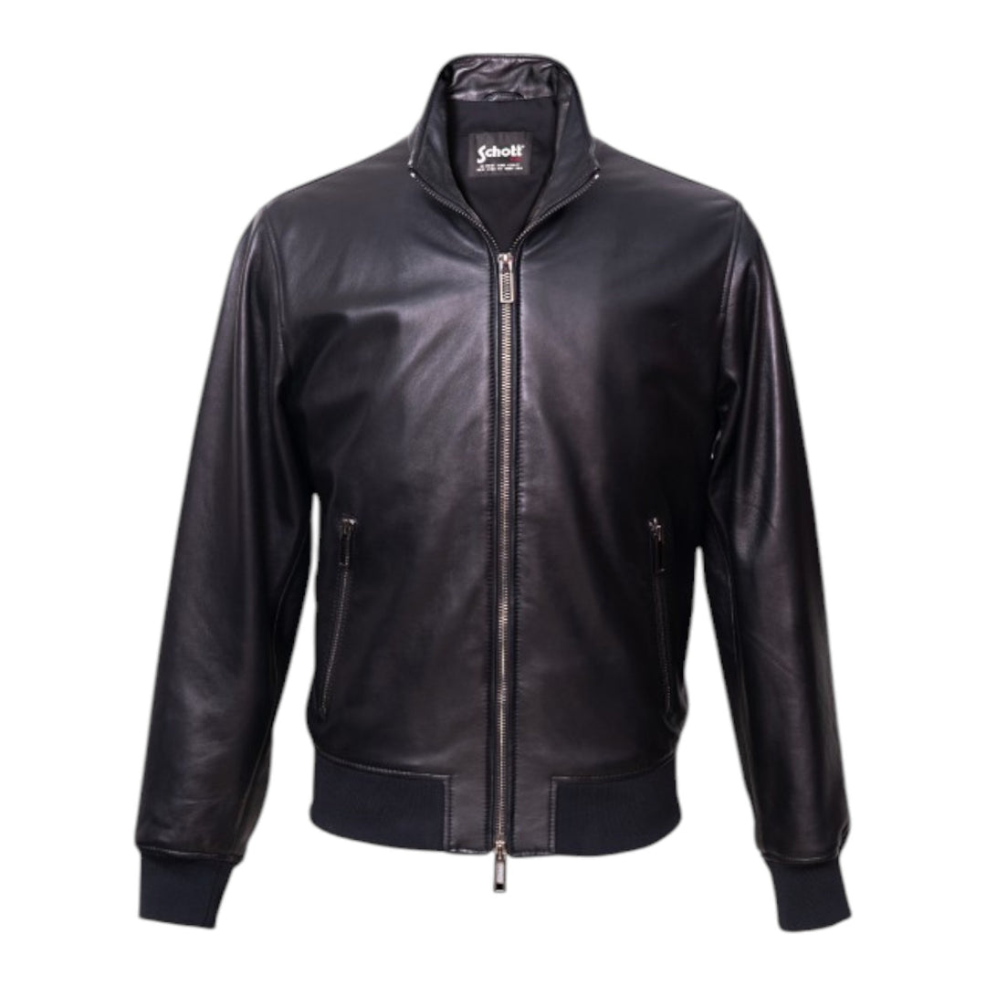 BOMBER LEATHER JACKET BLACK