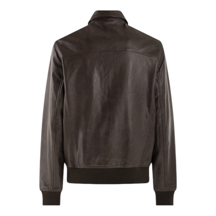 BOMBER LEATHER JACKET BROWN