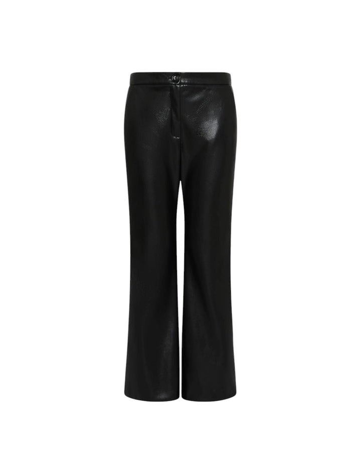 Pantaloni flare in jersey spalmato - Nero