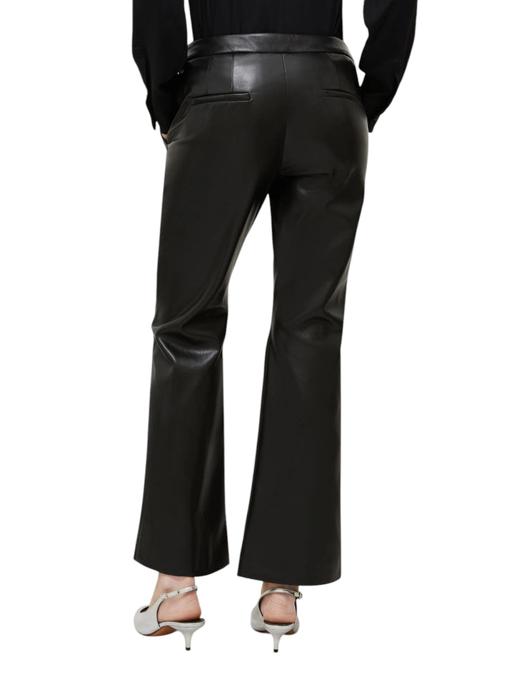 Pantaloni flare in jersey spalmato - Nero