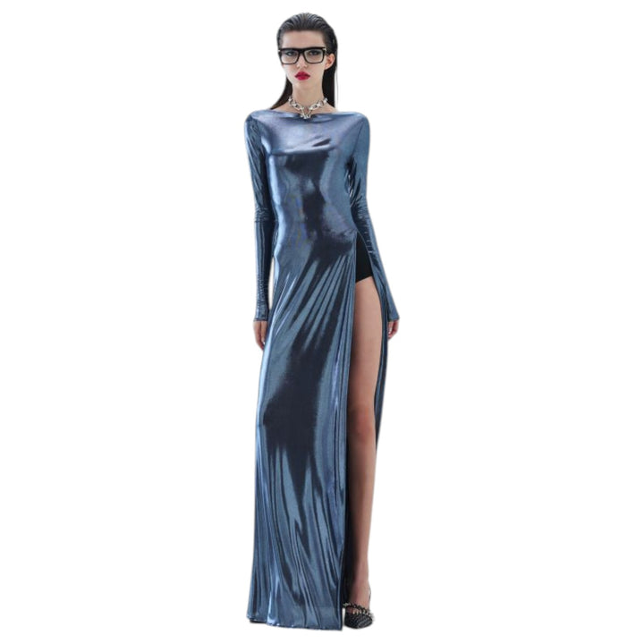 SLIT DRESS DORA NIGHT BLUE