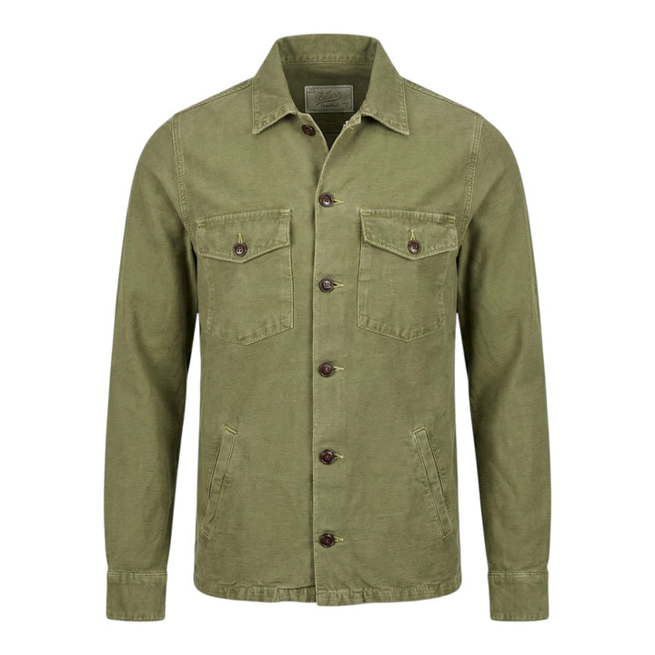 Camicia Over Manica Lunga Acadia Misto Lino Military