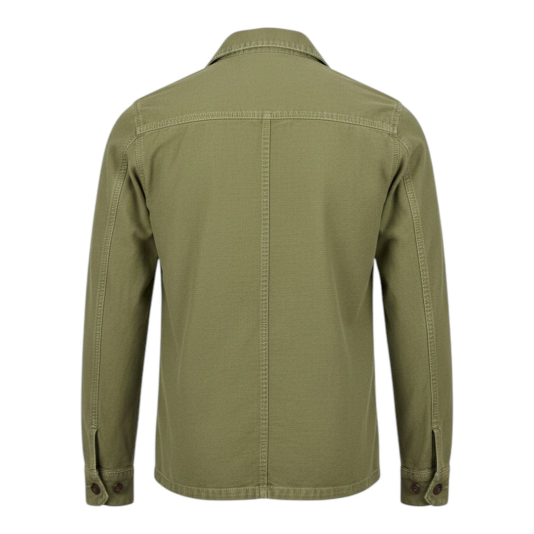 Camicia Over Manica Lunga Acadia Misto Lino Military