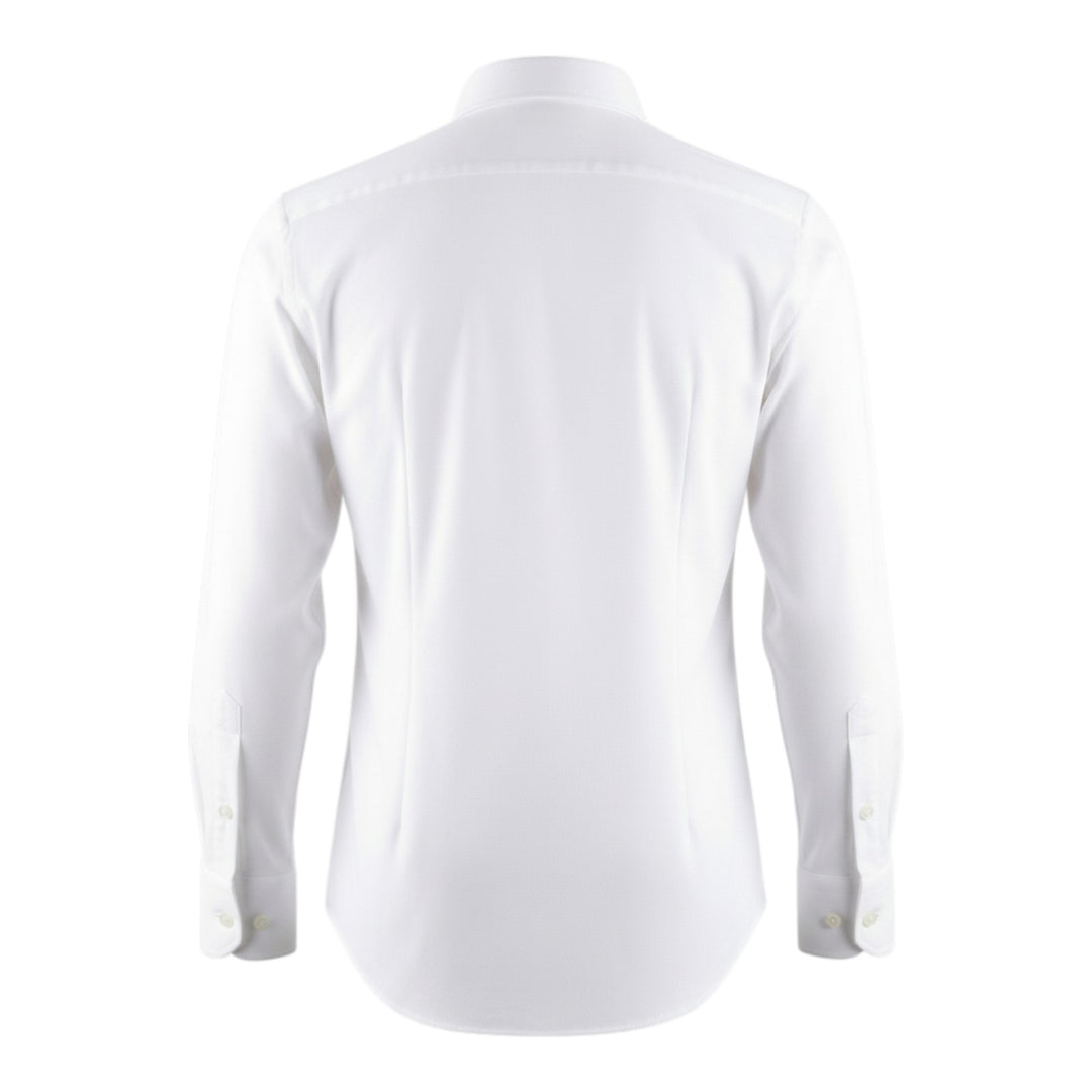 Camicia Polo Oxford Manica Lunga Custom Fit Cotone Bianco