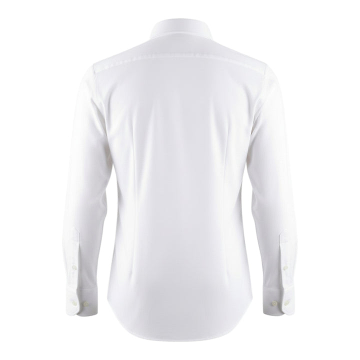 Camicia Polo Oxford Manica Lunga Custom Fit Cotone Bianco