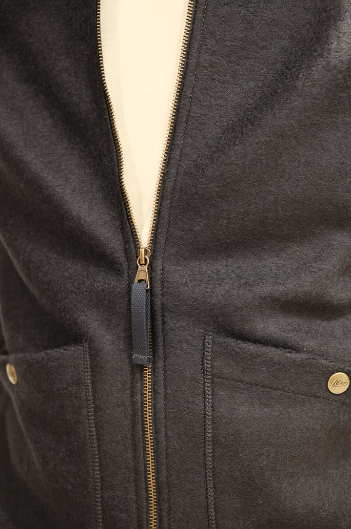BOILED WOOL VEST WOLF BLU