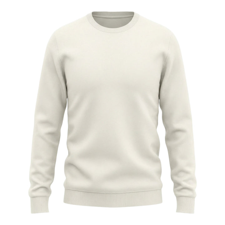 Girocollo Manica Lunga Cotone Pettinato Bianco Perla