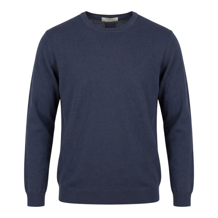 Girocollo Manica Lunga Cotone Pettinato Blu