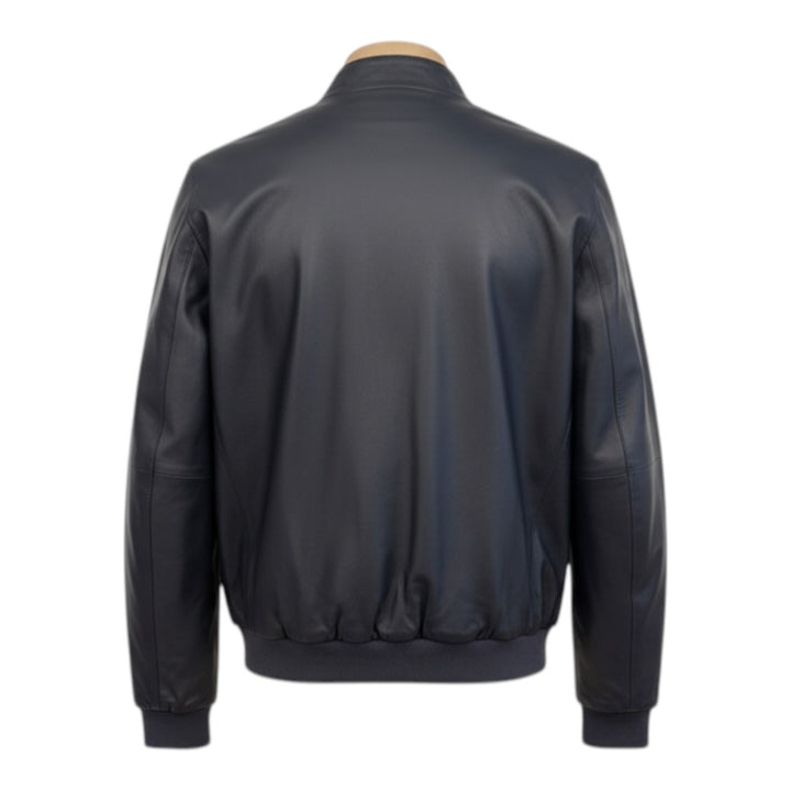 Wendejacke aus echtem Leder Nylon Marineblau-Militär