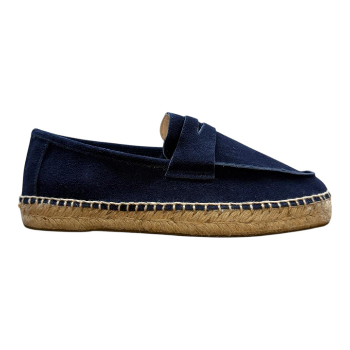 Mocassini Vera Pelle Scamosciata Suola Gomma Blu Navy