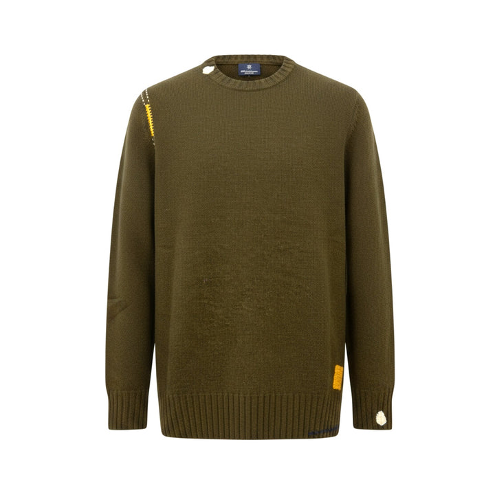 GREEN CREW NECK WOOL SWEATER