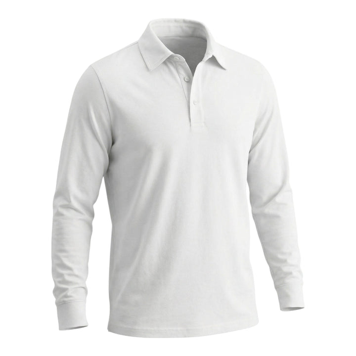 Langarm-Polo York Jersey White