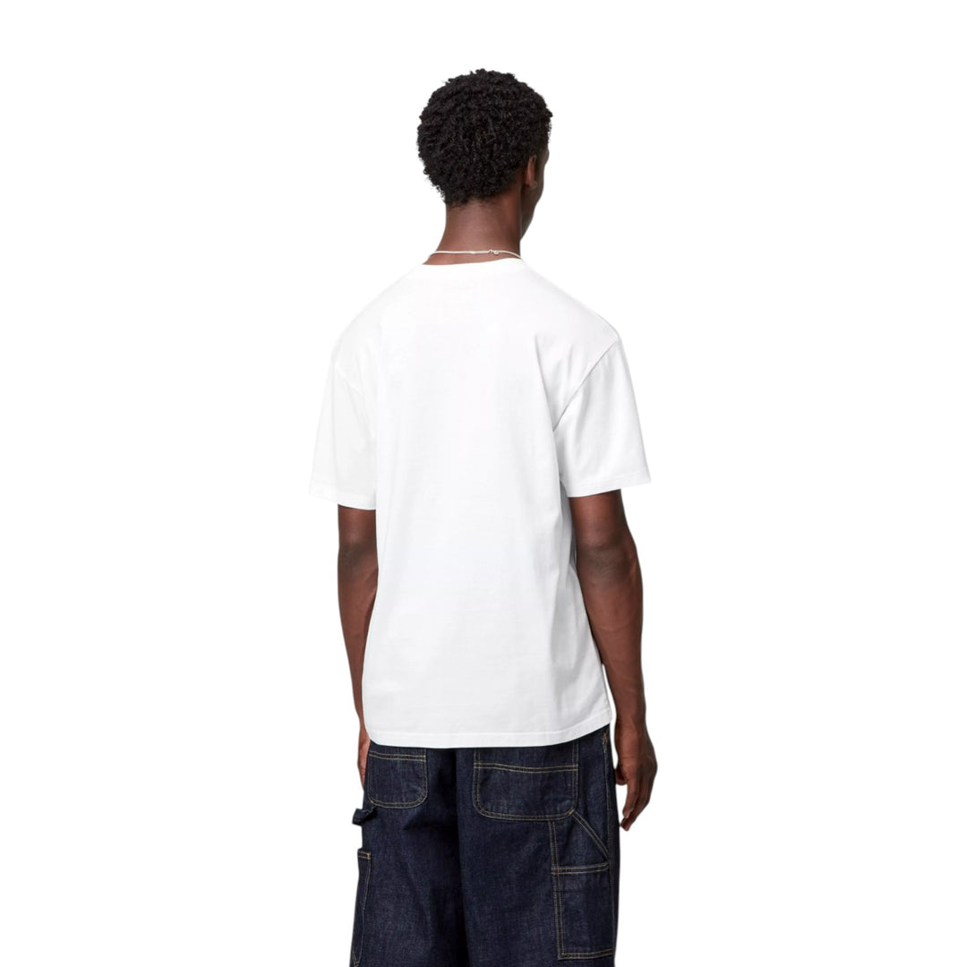 Kurzarm-T-Shirt mit Brusttasche, weiß/rot