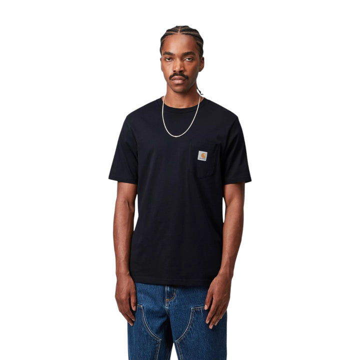 Kurzarm-T-Shirt mit Tasche, Dunkelblau