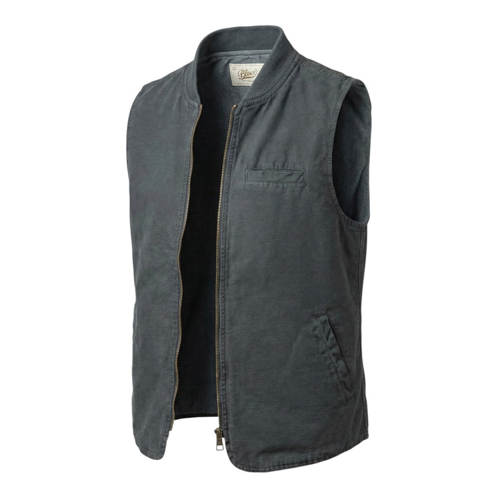 Ärmelloses Oberteil mit Bärenmotiv aus marineblauem Leinenmischgewebe