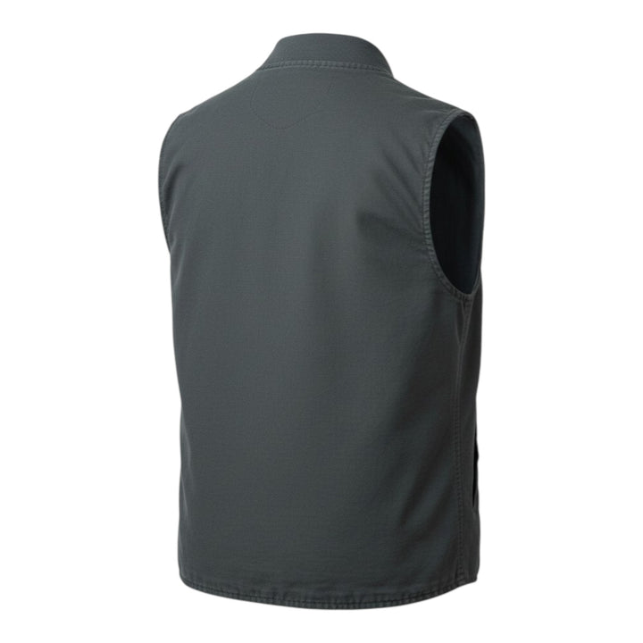 Ärmelloses Oberteil mit Bärenmotiv aus marineblauem Leinenmischgewebe