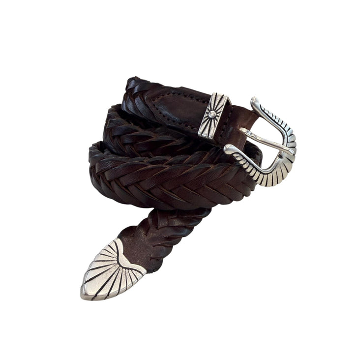 CINTURA IN PELLE INTRECCITA TESTA DI MORO