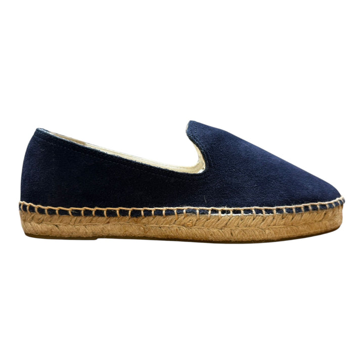 Espadrillas Vera Pelle Scamosciata Suola Gomma Blu Navy