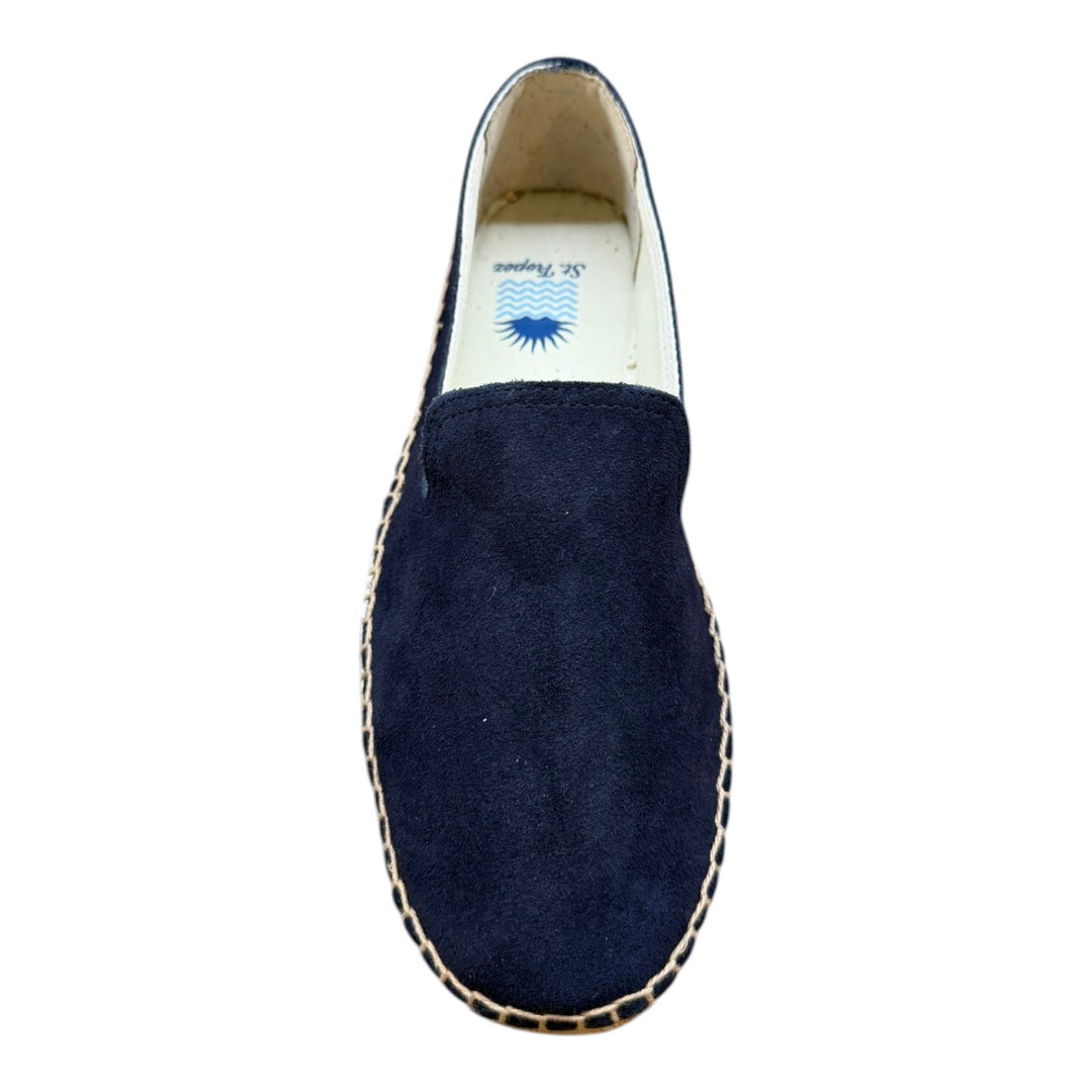Espadrillas Vera Pelle Scamosciata Suola Gomma Blu Navy