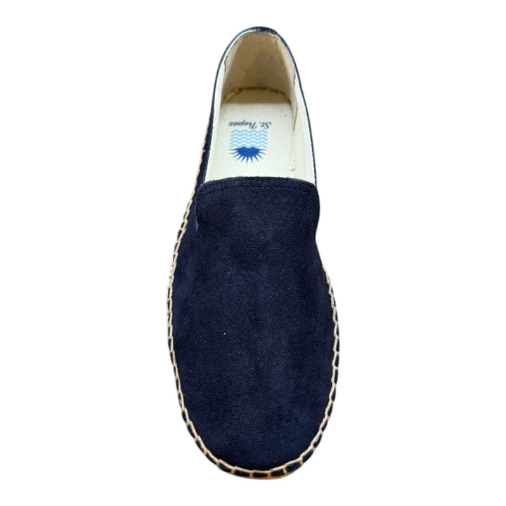 Espadrillas Vera Pelle Scamosciata Suola Gomma Blu Navy
