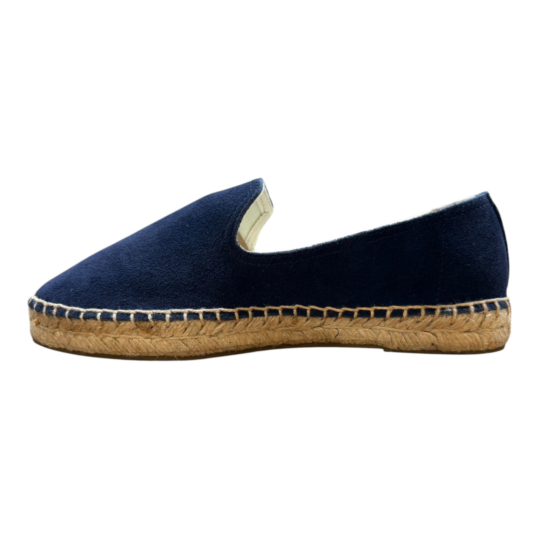 Espadrillas Vera Pelle Scamosciata Suola Gomma Blu Navy