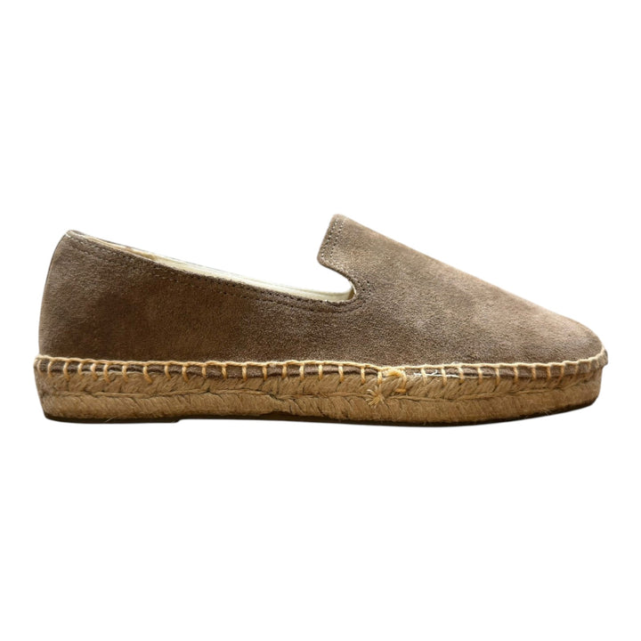 Espadrillas Vera Pelle Scamosciata Suola Gomma Marrone