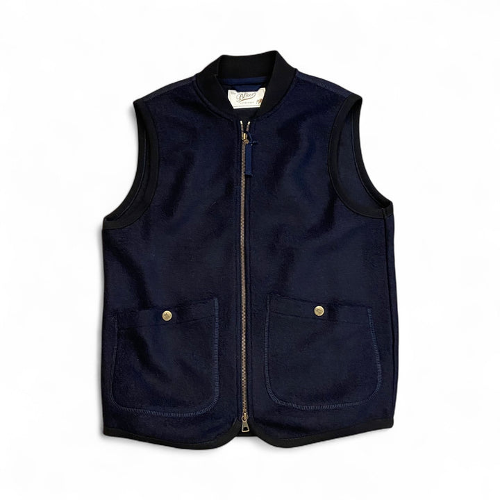 BOILED WOOL VEST WOLF BLU