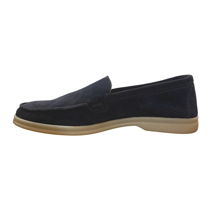 Mocassino Suola Gomma Pelle Scamosciata Blu