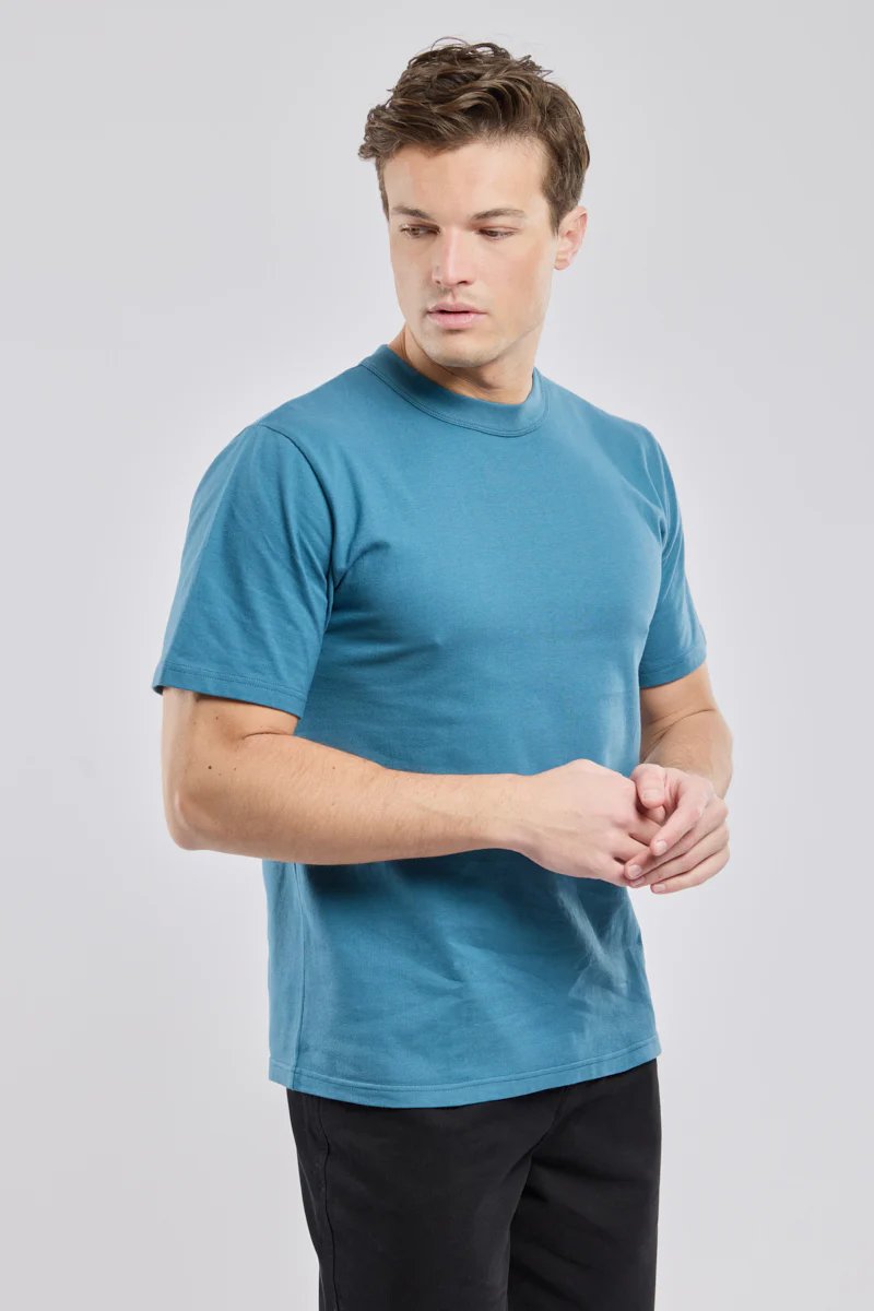 Armor lux T-shirt Callac Bio gots TEAL Ottanio Blu - foto 2