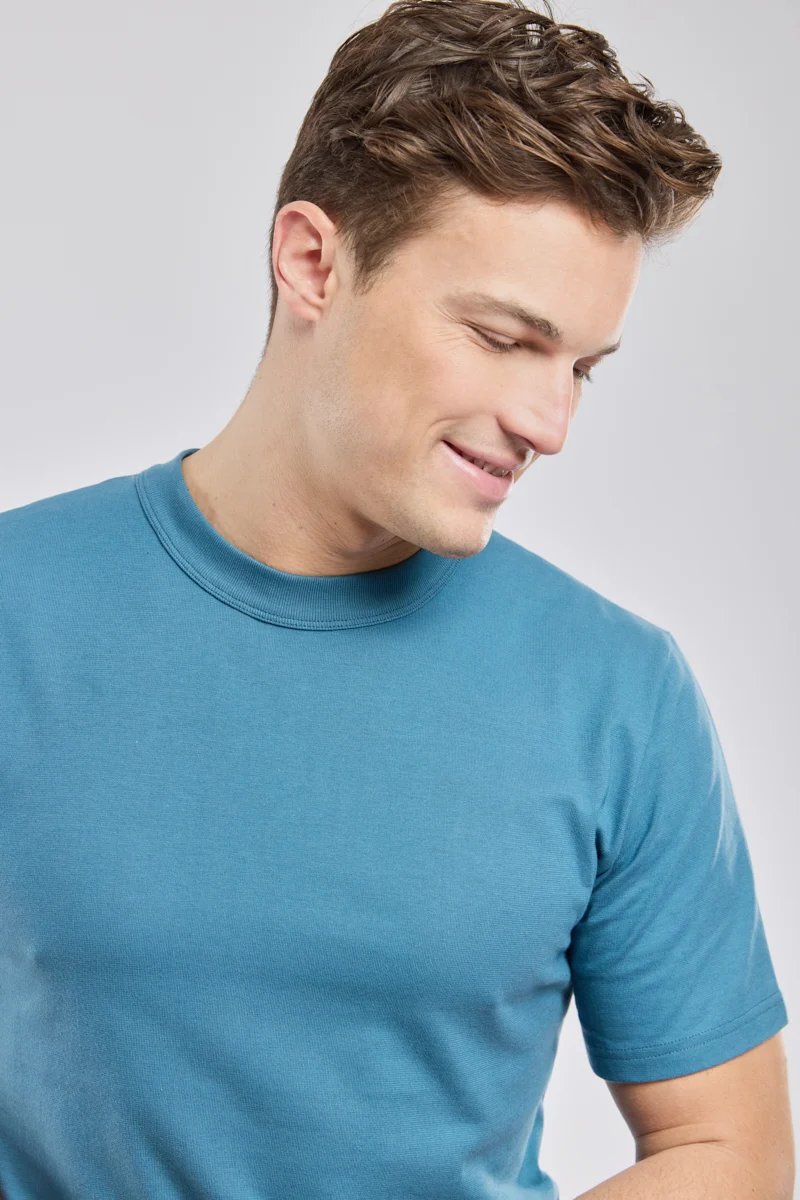 Armor lux T-shirt Callac Bio gots TEAL Ottanio Blu - foto 3
