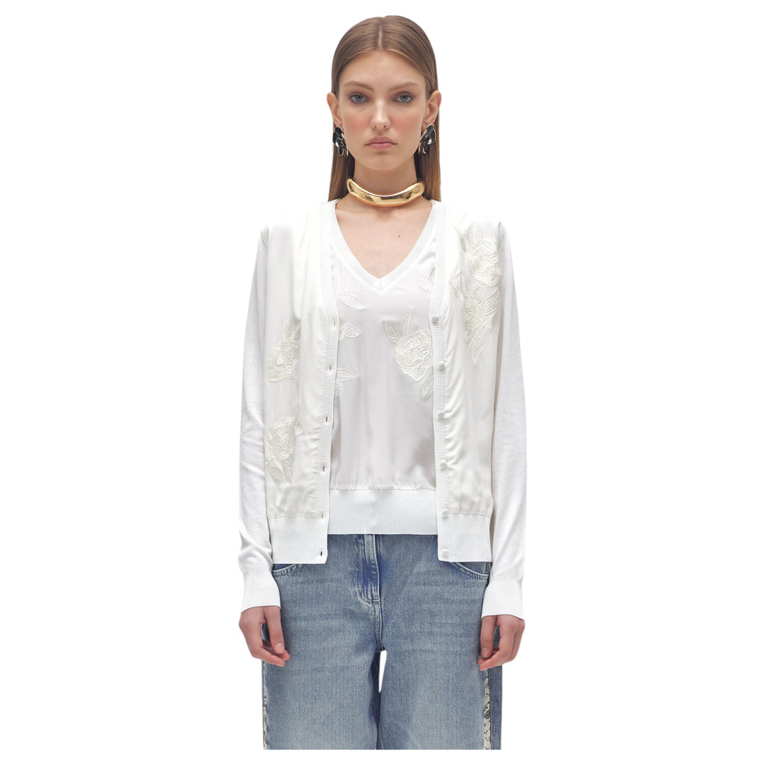 MAGLIA TWIN-SET TESSUTO RICA BIANCO