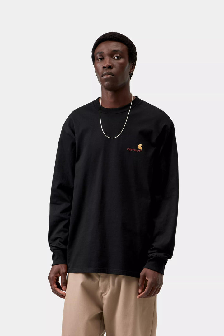 Carhartt Wip L/S AMERICAN SCRIPT T-SHIRT BLACK Nero - foto 3