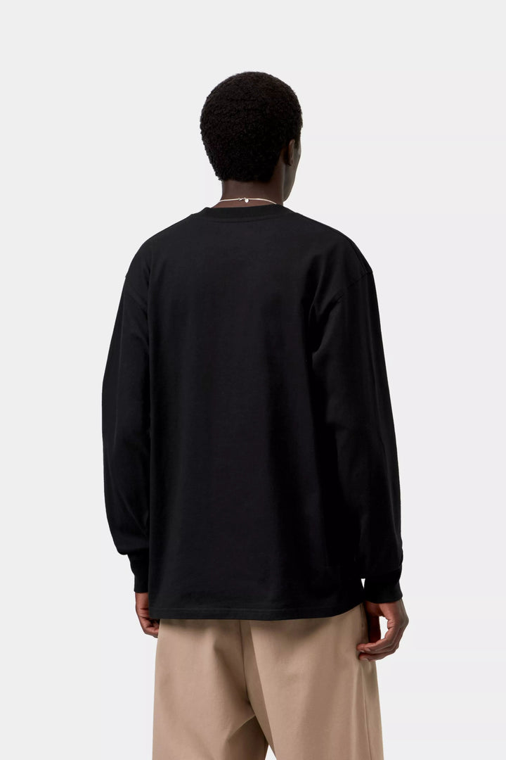 Carhartt Wip L/S AMERICAN SCRIPT T-SHIRT BLACK Nero - foto 5