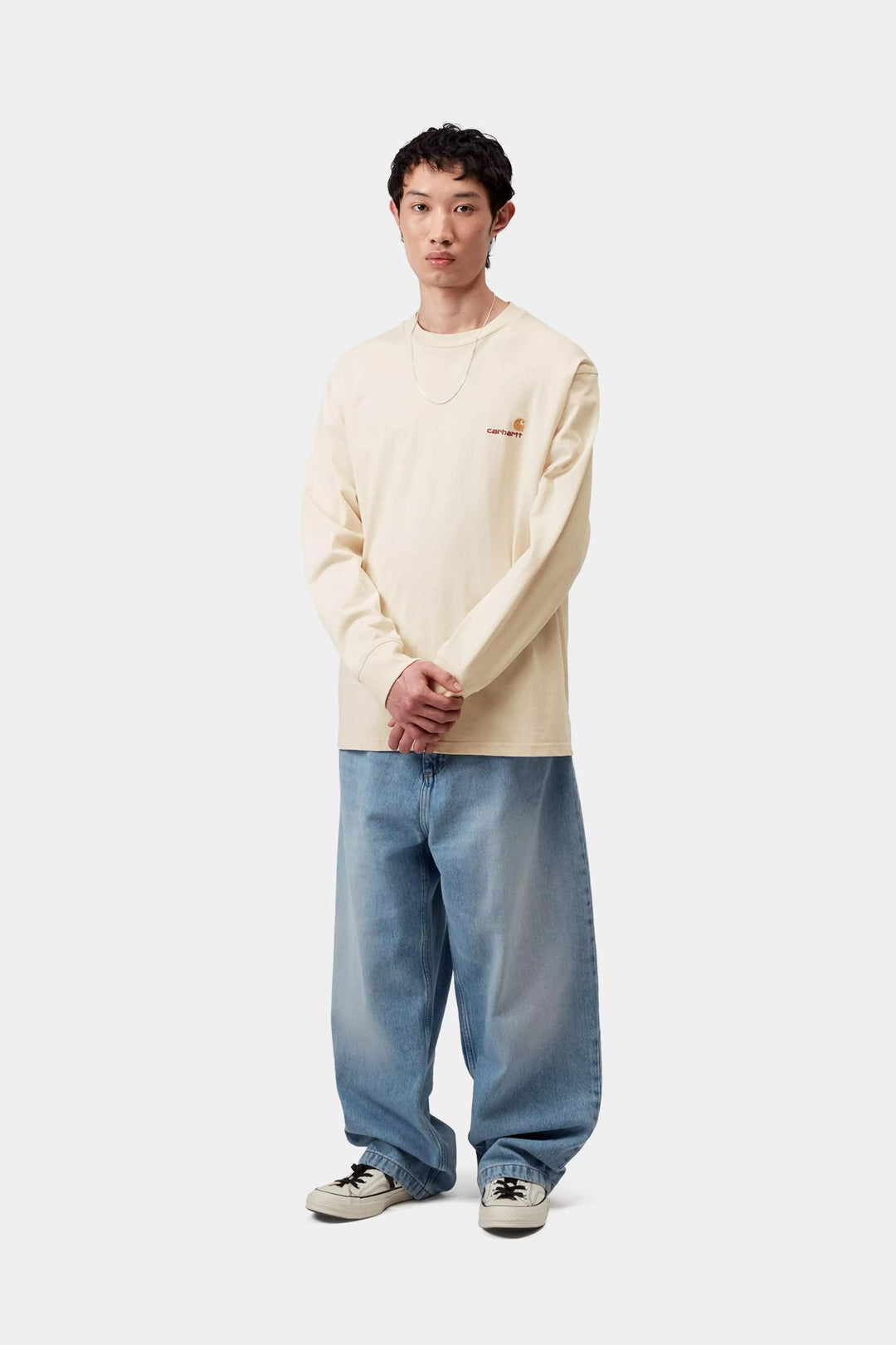 Carhartt Wip L/S AMERICAN SCRIPT T-SHIRT NATURAL Beige - foto 5