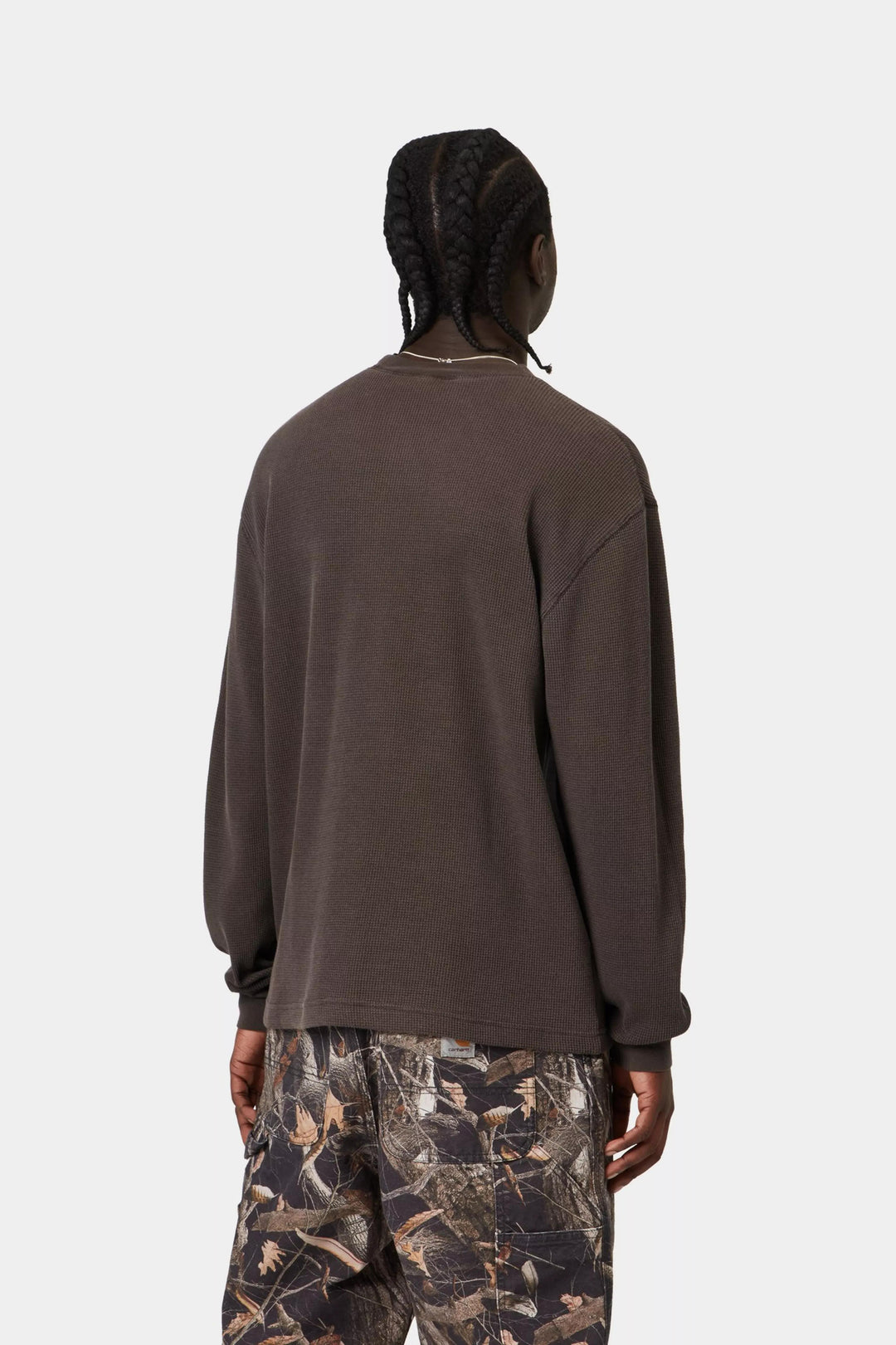 Carhartt Wip L/S VISTA WAFFLE T-SHIRT TOBACCO GARMENT DYED Marrone - foto 4