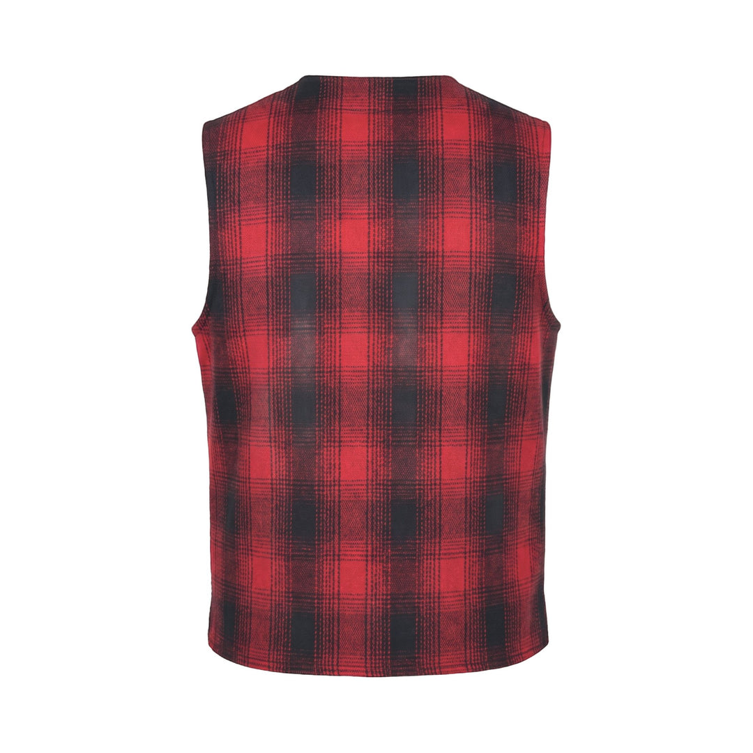 Chesapeake's OUTDOOR HEAVY WEIGHT WOOL VEST OREGON CHECK RED LISDE Rosso - foto 2