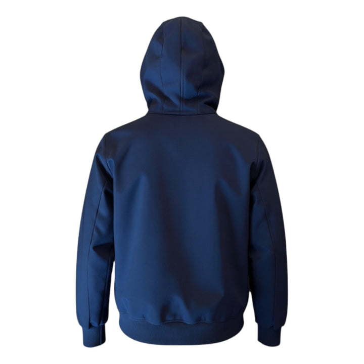 BLAUE TECHNISCHE FLEECE-BOMBERJACKE MIT KAPUZE