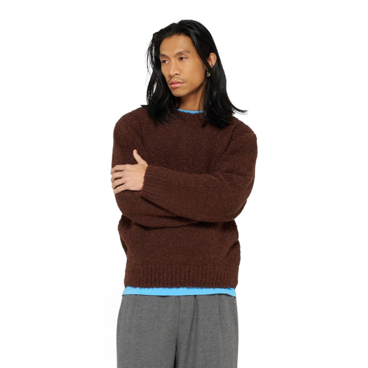 Edwin DUN TEXTURED SWEATER RUM RAISIN Marrone - foto 3